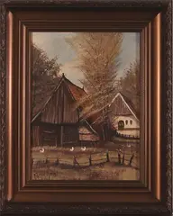 Peter Meurs, Twents boerderij, Peter Meurs (Almelo), olieverf op linnen, Twentse boerderij, 30x40cm