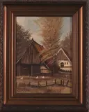 Peter Meurs, Twents boerderij, Peter Meurs (Almelo), olieverf op linnen, Twentse boerderij, 30x40cm