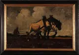 A.H. Gouwe, ploegende paarden, Gouwe (1875 - 1965), olieverf op linnen, ploegende paarden, 59x38cm
