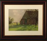 E. Rabbers, boerenschuur, Rabbers (1875-1967), aquarel, boerenschuur 31x22,5cm