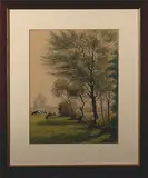 E. Rabbers, polderlandschap, Rabbers (1875-1967), aquarel, polderlandschap 23x31cm