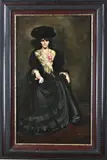A. Wakley, Portret dame op stoel, Olieverf op linnen