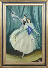 Charles Gir, Dansen met Pierrot, Olieverf op paneel
