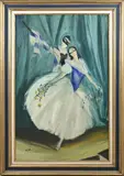 Charles Gir, Dansen met Pierrot, Olieverf op paneel