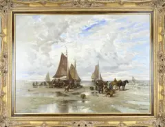 Desire Thomassin, Schevenings vissersvolk, Olieverf op linnen
