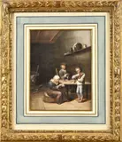 Pendant J. Chr. Seng, Figuren in taveerne, Gouaches op papier