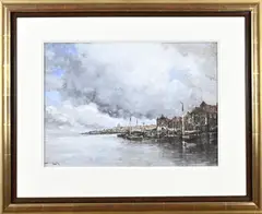 Hollands havengezicht by Hermanus Koekkoek the Younger, Gouache op papier, offered Jun 2026