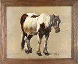 Monogram W.C.N., Studie paard, Olieverf op schilderskarton
