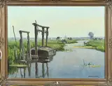 Bernard Antonie van Beek, Hollands zomers landschap, Olieverf op linnen