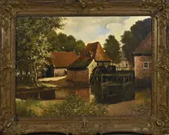 Frans Baaijens, Watermolen Haaksbergen, Olieverf op linnen