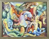 Moderne figuren compositie by Tjeerd Tuinstra 1916 - 2001 Franeker, Olieverf op board, offered Jun 2026
