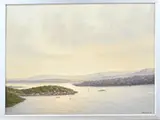 A. Linssen, Oslo Fjorden, Olieverf op board