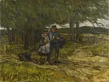 Bernard Schregel, Twee figuren in landschap, Olieverf op paneel