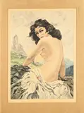 Yves Theys, Nue dans un paysage, Lithografie uit 1942