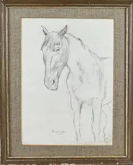 Georg Rueter, Paardenstudie, Houtskool op papier