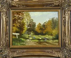 Gerard Krol, Twents landschap, Olieverf op schilderskarton