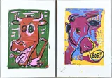 2x Litho, Peter Klashorst, 2 Koeienkop, 2x Litho, Peter Klashorst