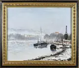 M. Brasseur, Havengezicht in de winter, Olieverf op linnen