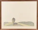 Rein van de Wetering, Pointillistisch landschap, Oostindische inkt op papier