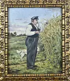 F. Aitnow, Man met pijp, 1944, Olieverf op board