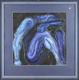 Modern ongesigneerd reliëf schilderij van een zittende man, Zittende man, Gemengde techniek op papier