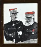 Eduard Thöny, Twee Franse officieren, Gemengde techniek, met gouache op papier
