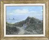 M.A. van Aken, Figuren in de duinen, Pastel op papier