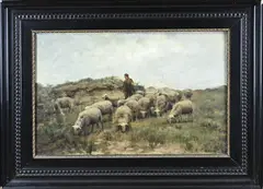 Fedor van Kregten, Herder met schapen, Olieverf op linnen