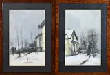 Jan Harm Bolink Pendant, 2x Wintergezicht, Pastel op papier