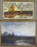 G. Krol + B.H. Bolink, 2x Aamsveen, Olieverf op linnen