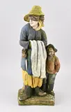 Antiek terracotta beeld, 61 cm., 18e - 19e Eeuws groot gepolychromeerde terracotta figurengroep