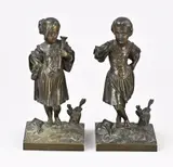 2x Bronzen beeld, 1900