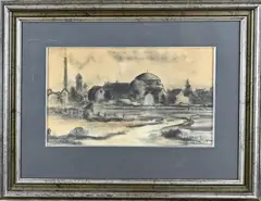 Paul Permeke, Belgisch dorpsgezicht, Pastel op papier