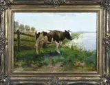 Fedor van Kregten, Koe bij drenkplaats, Olieverf op linnen