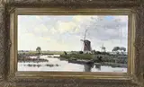 G.J. Delfgaauw, Hollands riviergezicht, Olieverf op linnen