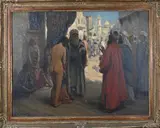 Karel Jongelinghs, Noord Afrikaanse dorpsstraat, Olieverf op paneel