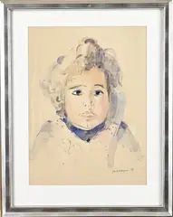 Jan Wiegers, Portret, Aquarel op papier