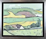 Margreet Brouwer van Hulst, Landschap Denemarken, Olieverf op linnen