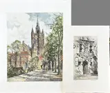 Twee etsen van Hendrikus Roodenburg, 2x Delft, Twee etsen van Hendrikus Roodenburg