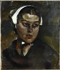 Pol Dom, Portret vissersvrouw, Olieverf op linnen