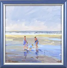 K. Alee, Strandvermaak, Olieverf op schilderskarton