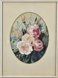 Willem Roelofs (II), Stilleven met rozen, Aquarel op papier