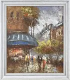 W. Kirby, Stadsgezicht met figuren, Olieverf op linnen