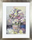 Jan v.d. Hurk, Bloem stilleven, Olieverf op papier
