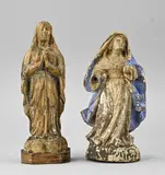 H 21 - 23 cm. by Twee 18e eeuws houtgesneden religieuze beelden, offered Apr 2026