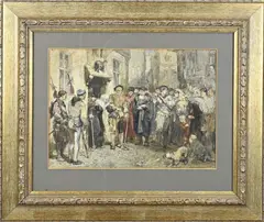 Charles Rochussen, Arrestatie van een heks, Aquarel op papier