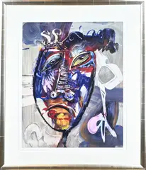 Jan te Wierik, Fantasie gezicht, Litho op papier