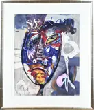 Jan te Wierik, Fantasie gezicht, Litho op papier