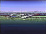 Willem de Vries, Het spoorwegemplacement, Acryl op linnen