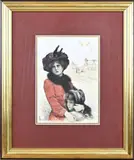 Oscar Wilson, Moder met kind tijdens watersnood, Aquarel op papier